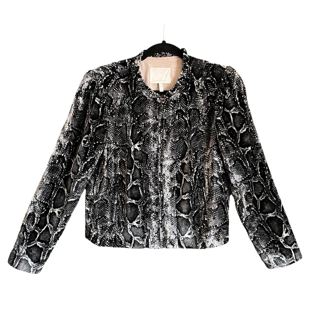 Rebecca Taylor Black Velvet Snake Print Jacket
